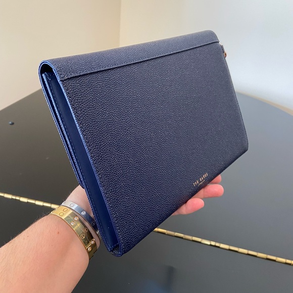 NWT Authentic Navy Ted Baker Krystan Bow Leather Envelope Pouch/bag - Picture 12 of 17